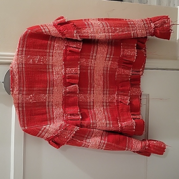 Zara red tweed plaid blazer - Picture 2 of 7